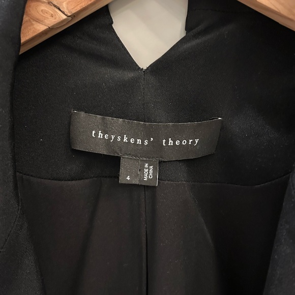Theory 100% Silk Classic Black Women’s Suit Jacket Blazer - Picture 3 of 5
